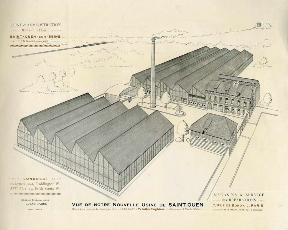 View of the new Saint-Ouen factory — J. Cubain et ses Fils catalogue, 1913